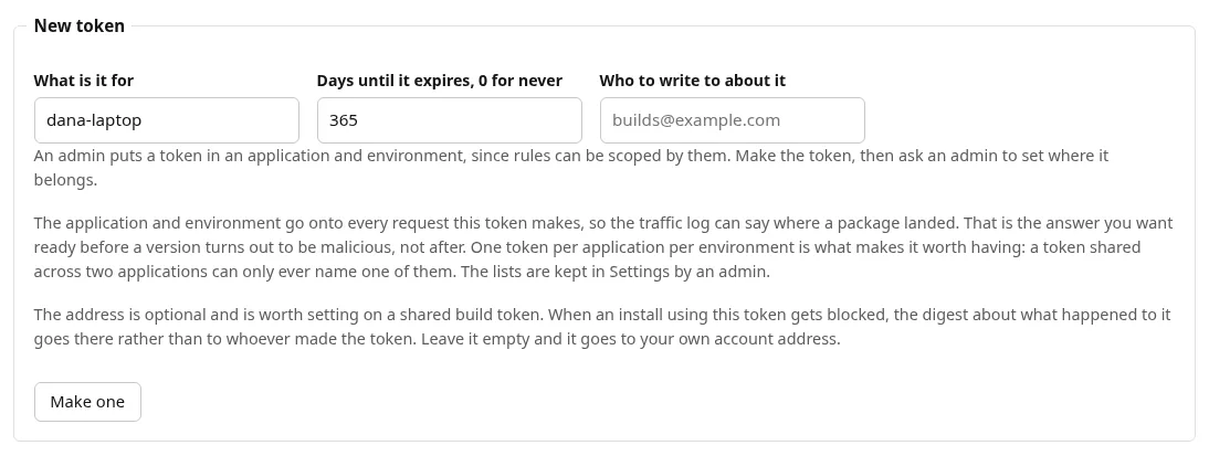 The New token form